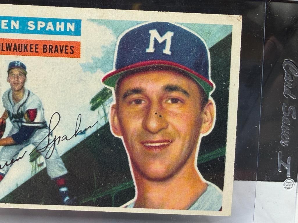 1956 TOPPS #10 WARREN SPAHN BASEBALL CARD - 3