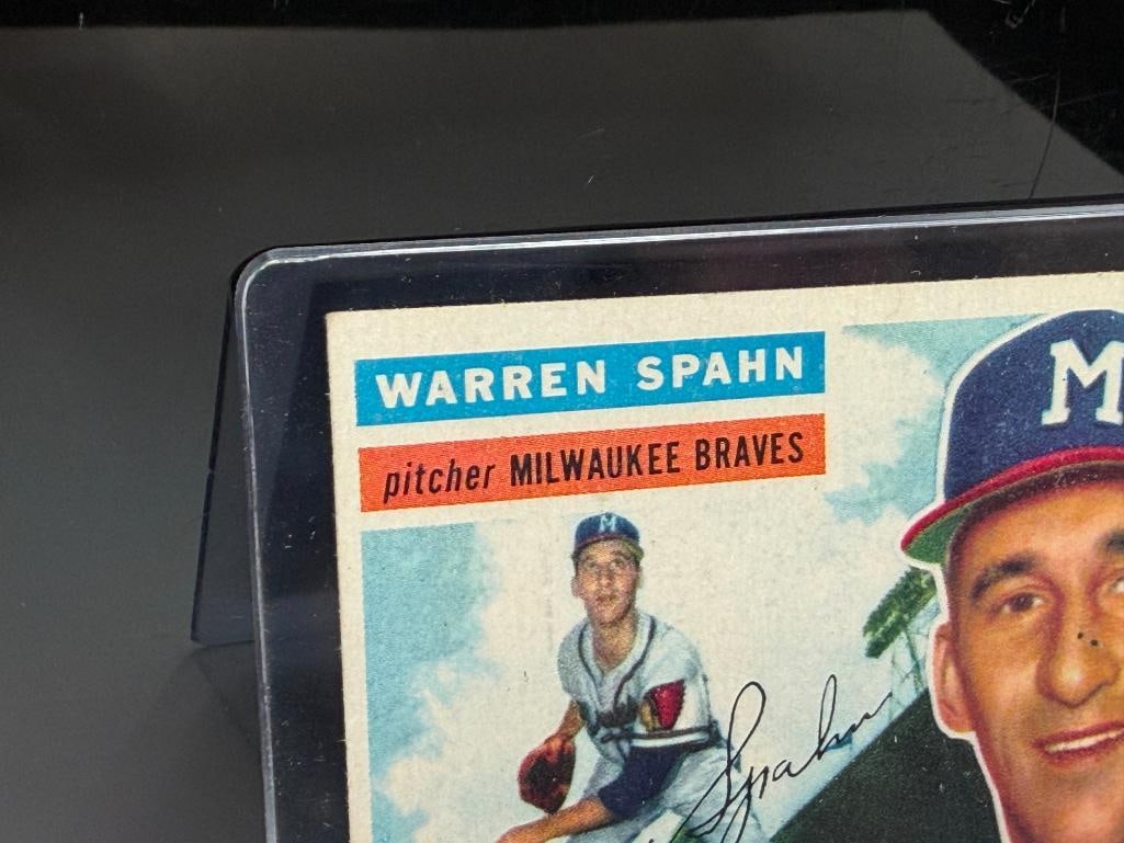 1956 TOPPS #10 WARREN SPAHN BASEBALL CARD - 5