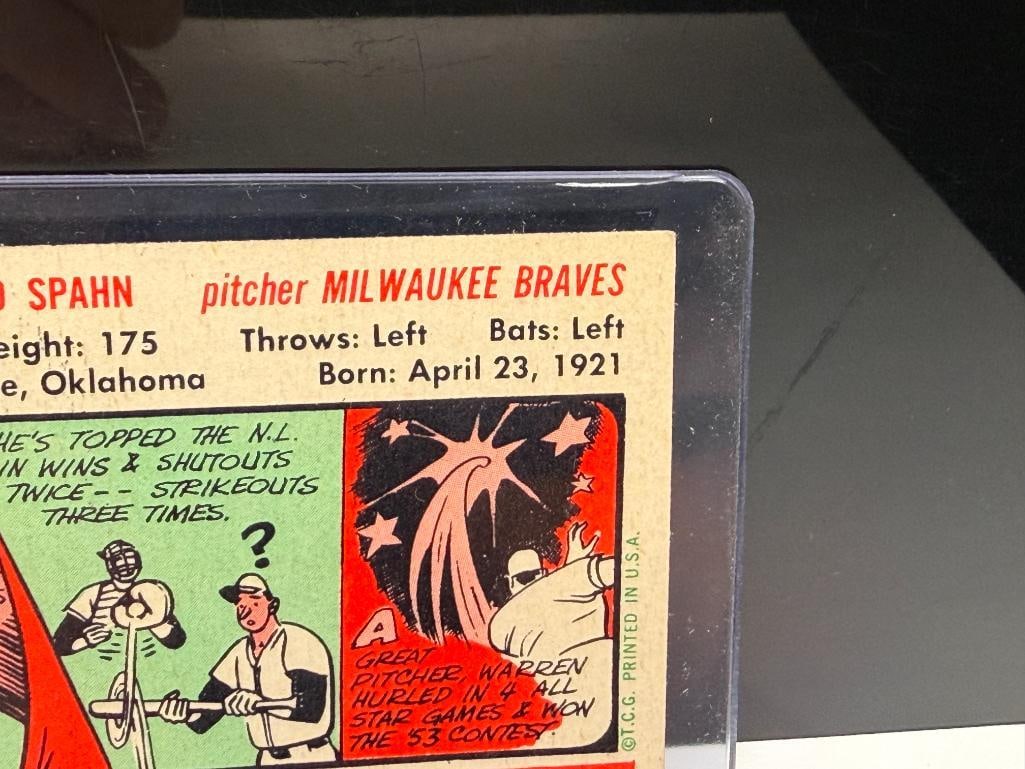 1956 TOPPS #10 WARREN SPAHN BASEBALL CARD - 8