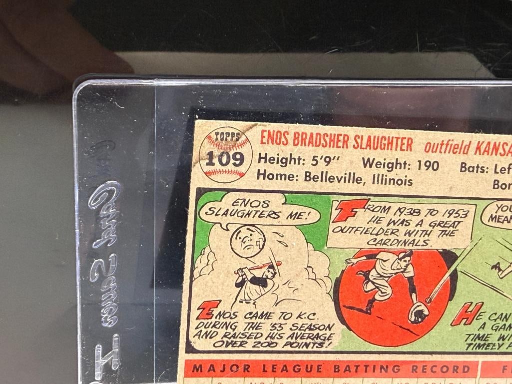 1956 TOPPS #109 ENOS SLAUGHTER BASEBALL CARD - 7