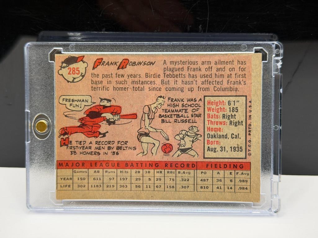 1958 TOPPS #285 FRANK ROBINSON BASEBALL CARD - 7