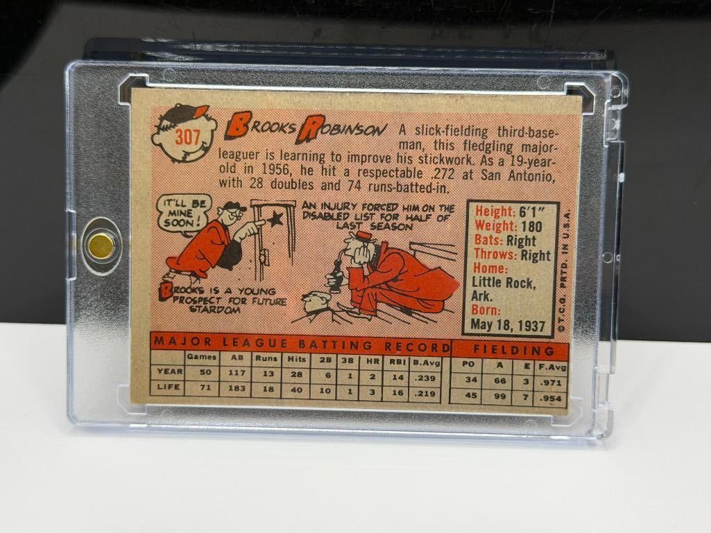 1958 TOPPS #307 BROOKS ROBINSON BASEBALL CARD - 7