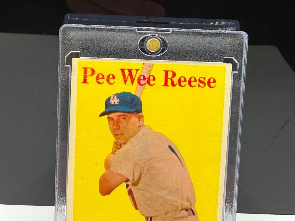 1958 TOPPS #375 PEEWEE REESE BASEBALL CARD - 3
