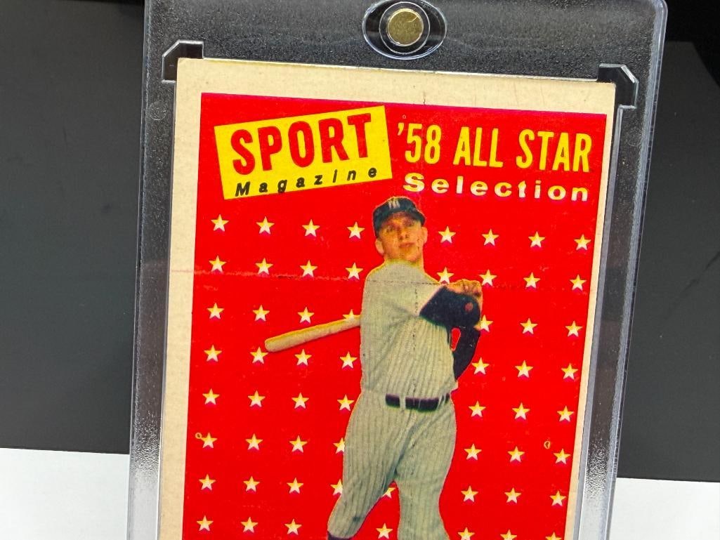1958 TOPPS #487 MICKEY MANTLE '58 ALL STAR SELECTION BASEBALL CARD SPORT MAGAZINE - 3