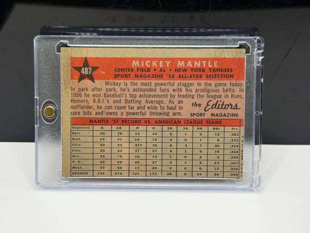 1958 TOPPS #487 MICKEY MANTLE '58 ALL STAR SELECTION BASEBALL CARD SPORT MAGAZINE - 8