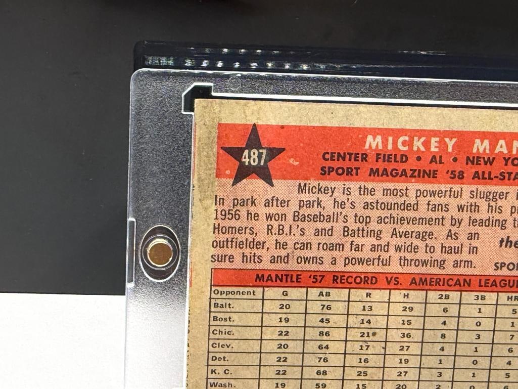1958 TOPPS #487 MICKEY MANTLE '58 ALL STAR SELECTION BASEBALL CARD SPORT MAGAZINE - 9