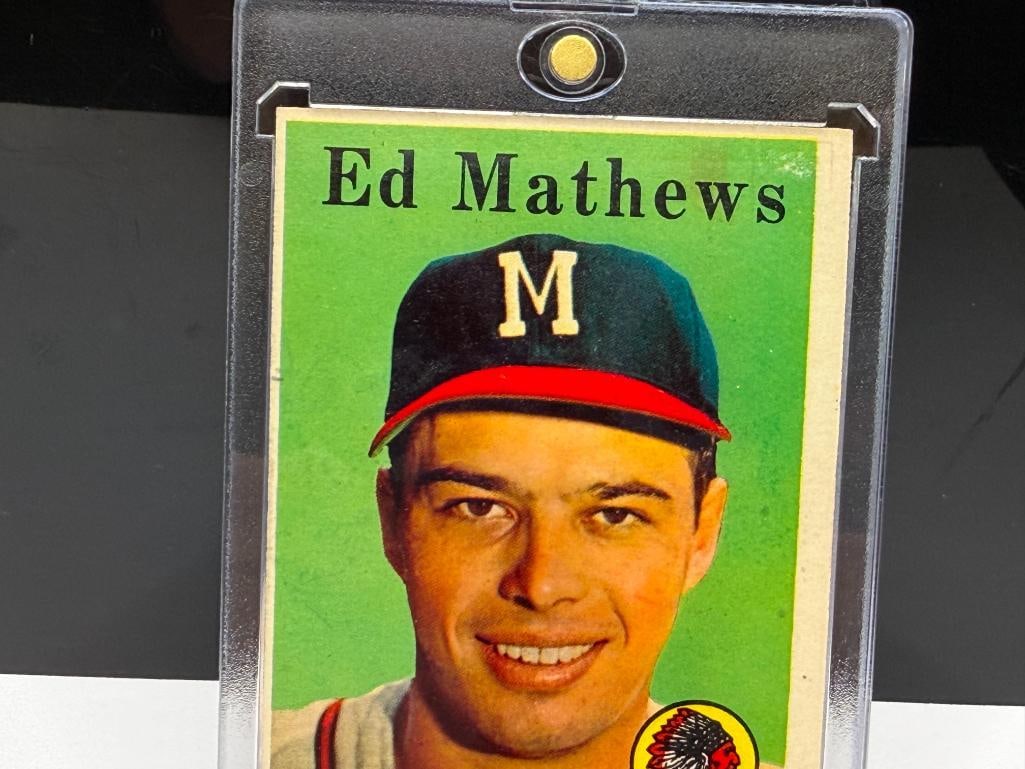 1958 TOPPS #440 ED MATHEWS BASEBALL CARD - 3