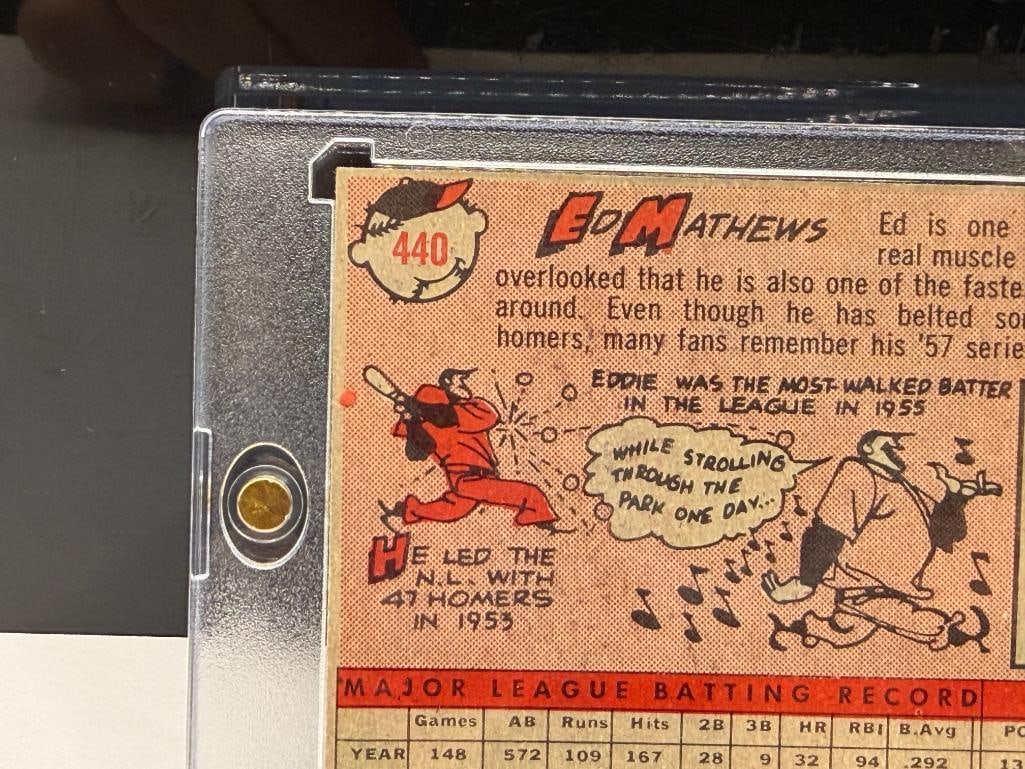 1958 TOPPS #440 ED MATHEWS BASEBALL CARD - 8