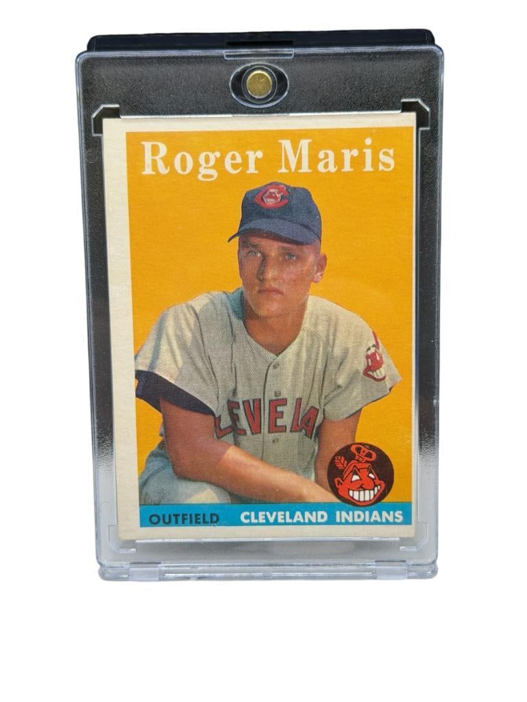 1958 TOPPS #47 ROGER MARIS BASEBALL CARD: ROGER MARIS, CLEVELAND INDIANS, RARE CARD, SEE PHOTOS FOR CONDITION, FROM THE ESTATE OF A LOCAL RENO, NV DOCTOR AT RENOWN WHO RAN BIG LEAGUE SPORTS MEDICINE BASEBALL CAMP FOR NEARLY 20 YEARS, DOC