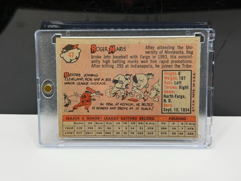 1958 TOPPS #47 ROGER MARIS BASEBALL CARD - 6