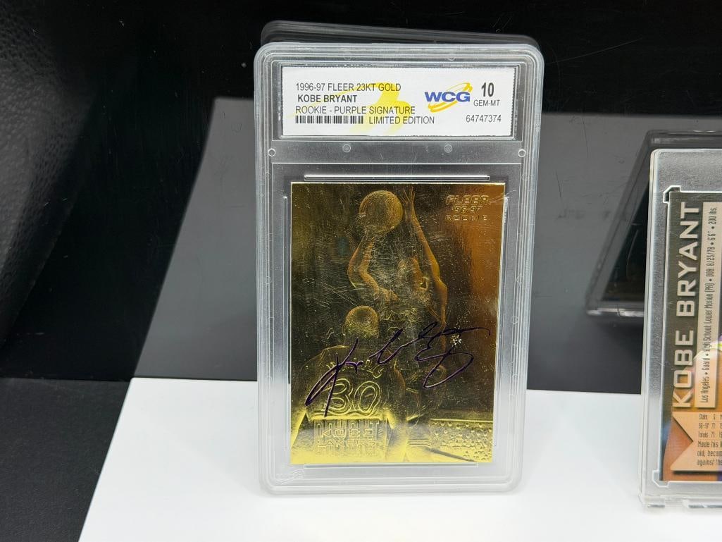 1996-1997 FLEER 23K GOLD KOBE BRYANT ROOKIE BASKETBALL CARD GRADED 10 AND 1998 COLLECTOR'S EDGE C... - 10