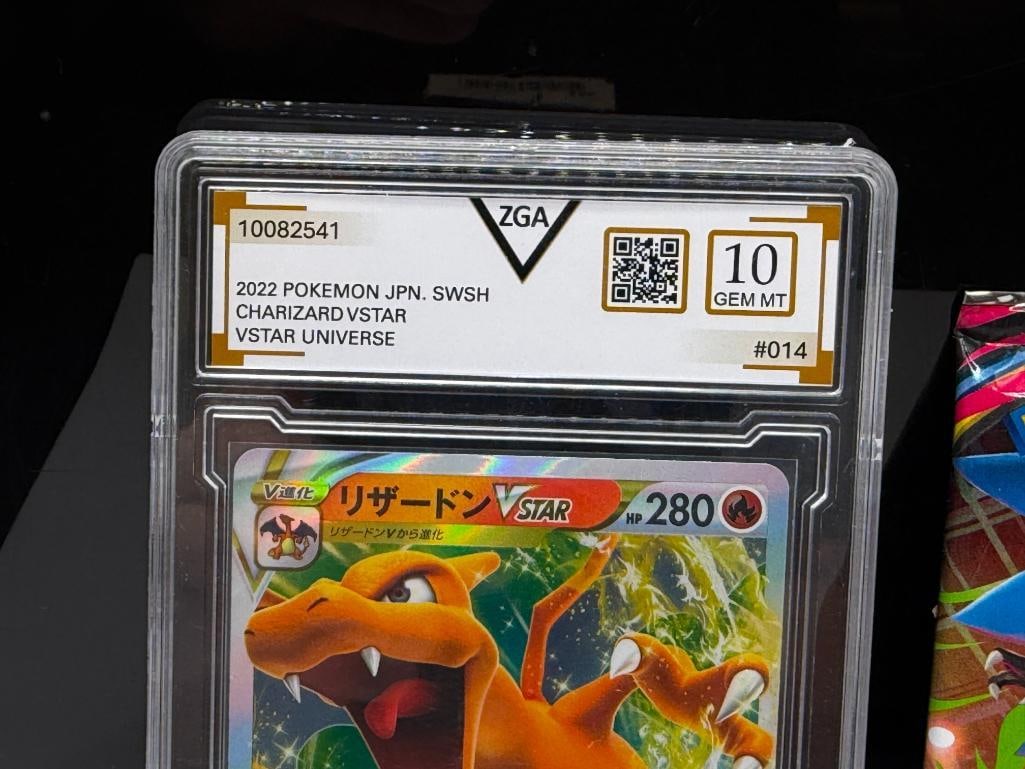2022 POKEMON #014 SWISH CHARIZARD VSTAR UNIVERSE CARD ZGA GRADED GEM MT 10 & PHANTASMAL FLAMES PACK - 4