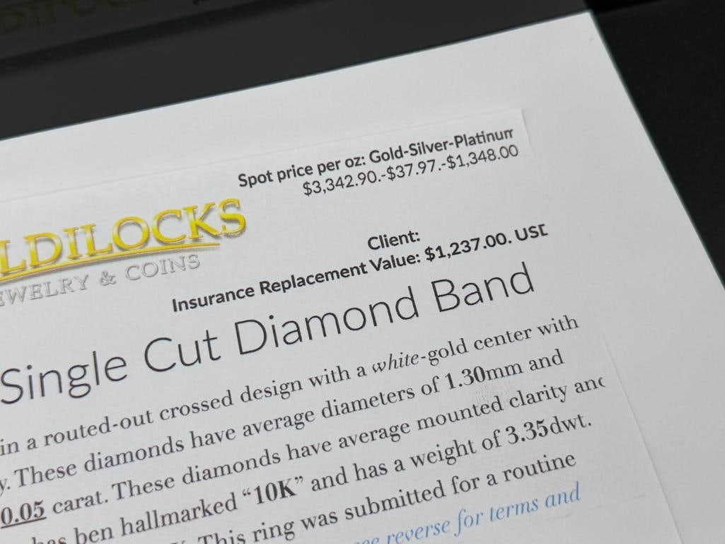 MEN'S 10K YELLOW GOLD SINGLE CUT DIAMOND BAND - 10