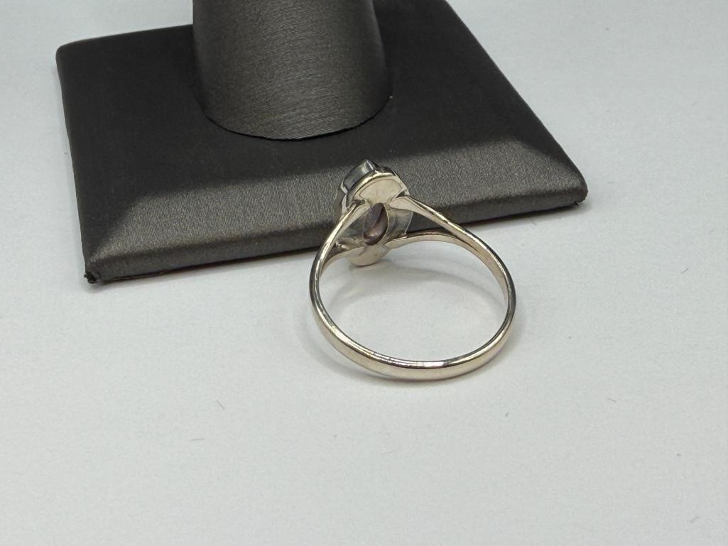 STERLING SILVER MARQUISE AMETHYST RING - 5
