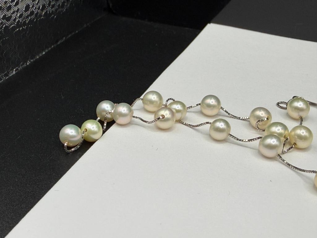 10K WHITE GOLD CULTURED PEARL NECKLACE - 5