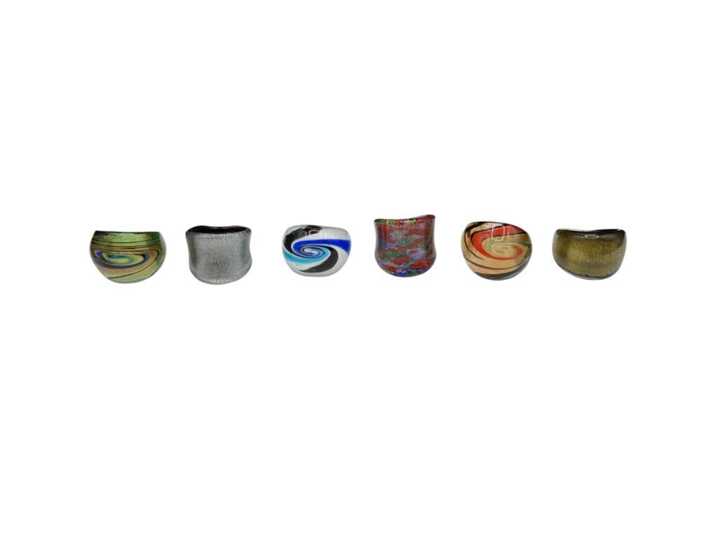 SIX HANDBLOWN ART GLASS RINGS FEATURING VIBRANT COLORS (1 of 7)