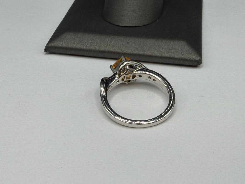 STERLING SILVER SQUARE CUT CITRINE RING - 5