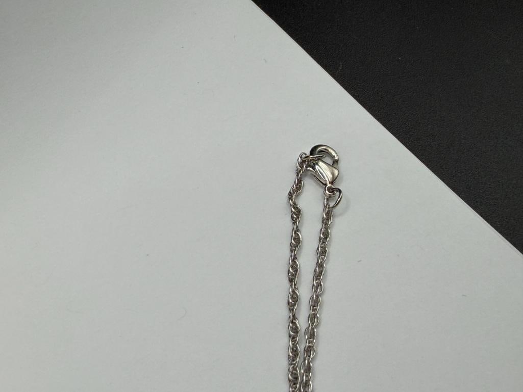 STERLING SILVER WHITE SAPPHIRE HEART PENDANT NECKLACE - 6