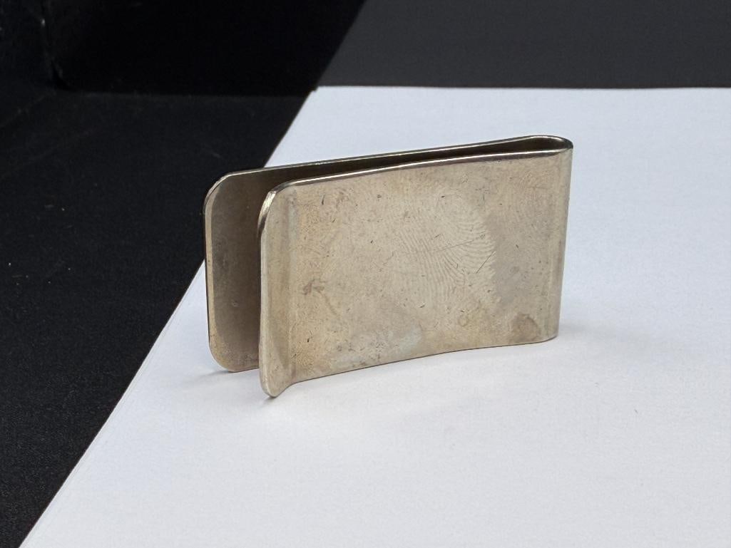 SILVERPLATED MONEY CLIP WITH NAVAJO STERLING AND TURQUOISE BEAR PAW DESIGN - 5