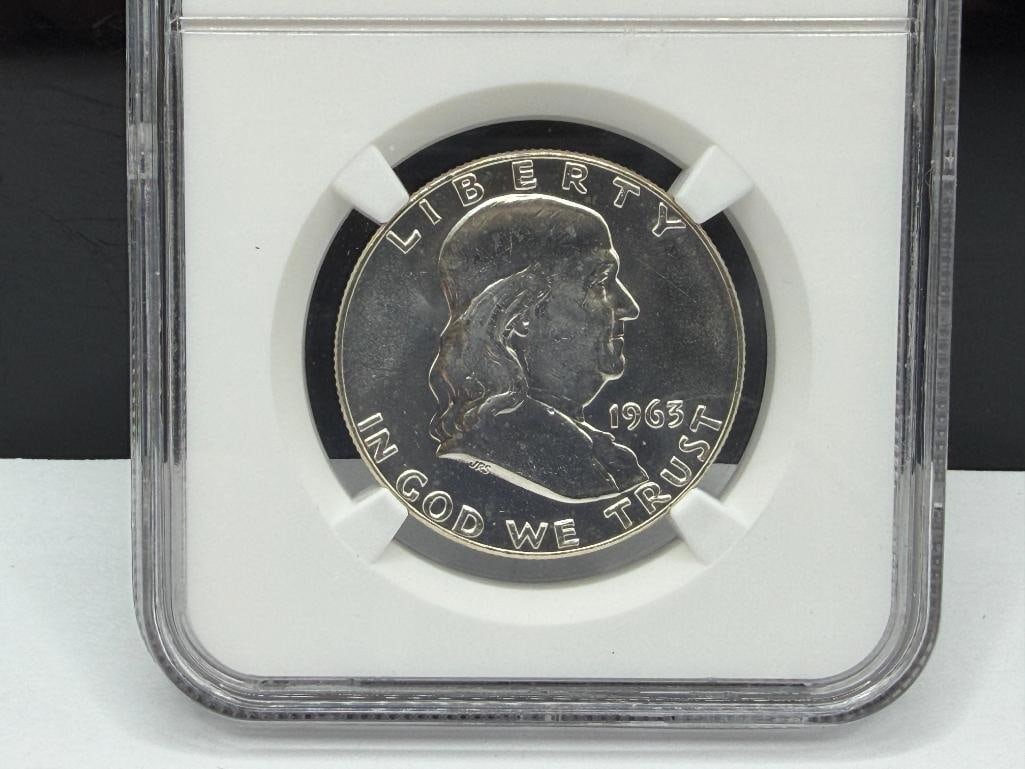 1963-D U.S. FRANKLIN SILVER HALF DOLLAR NGC MS64 FBL - 3