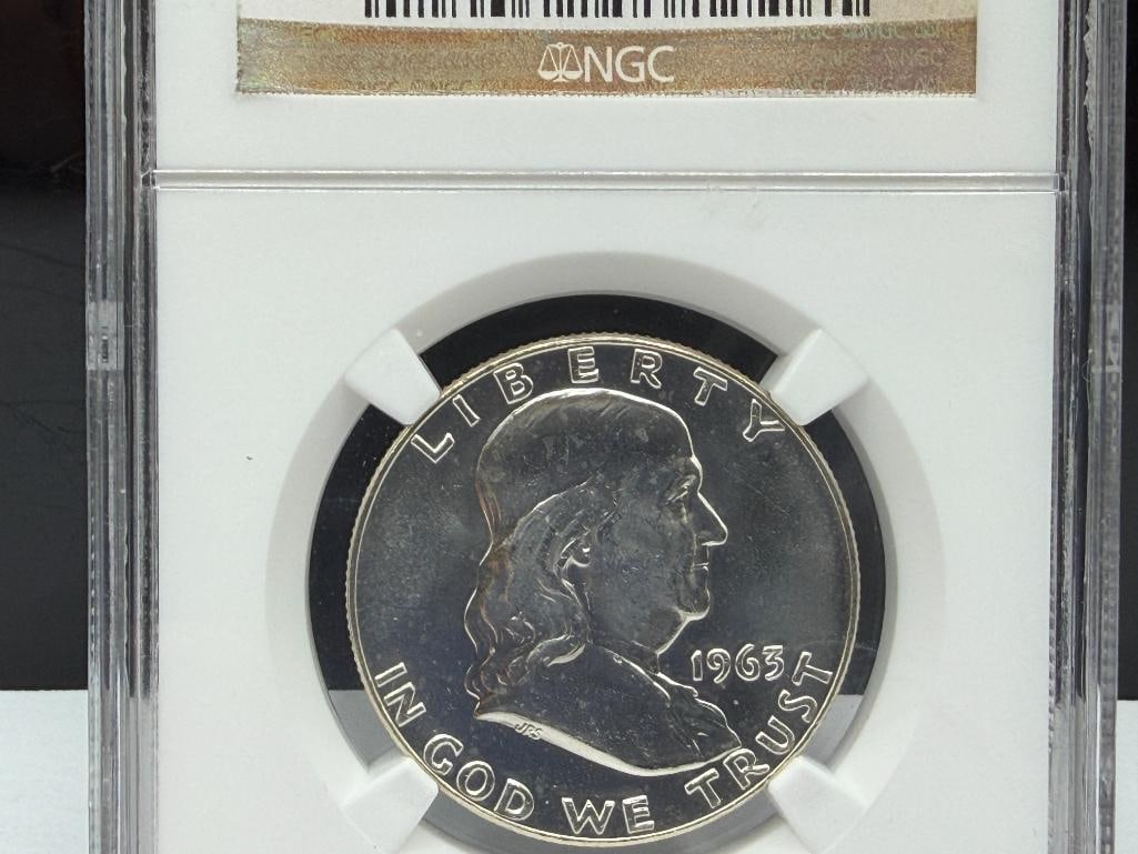 1963-D U.S. FRANKLIN SILVER HALF DOLLAR NGC MS64 FBL - 4