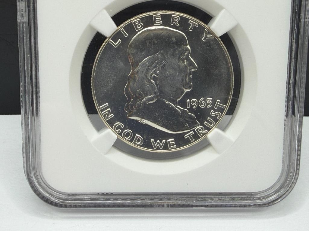 1963-D U.S. FRANKLIN SILVER HALF DOLLAR NGC MS64 FBL - 5
