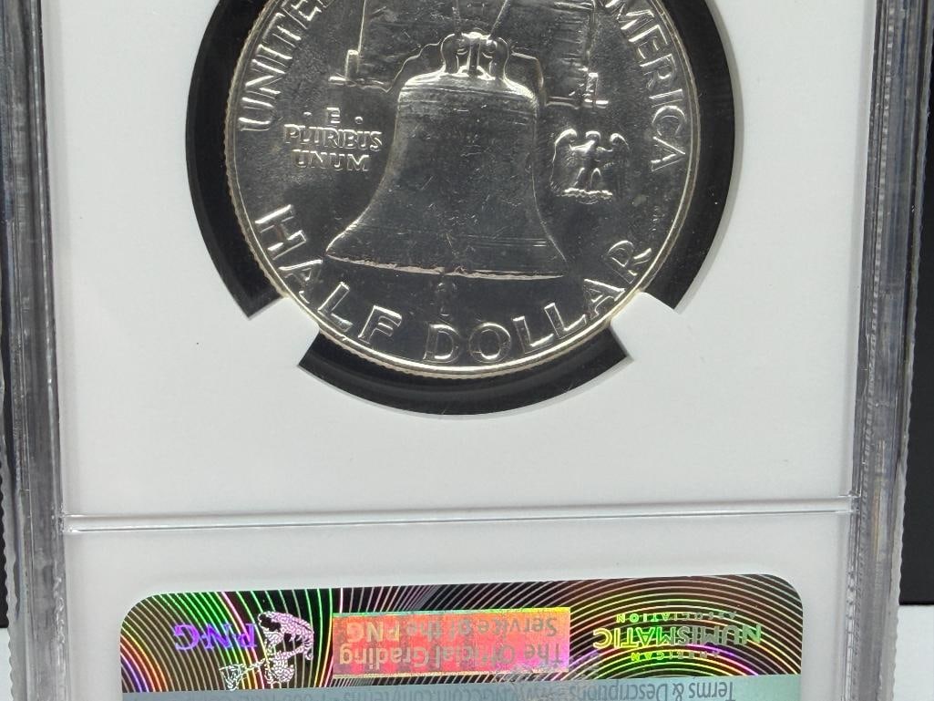 1963-D U.S. FRANKLIN SILVER HALF DOLLAR NGC MS64 FBL - 9