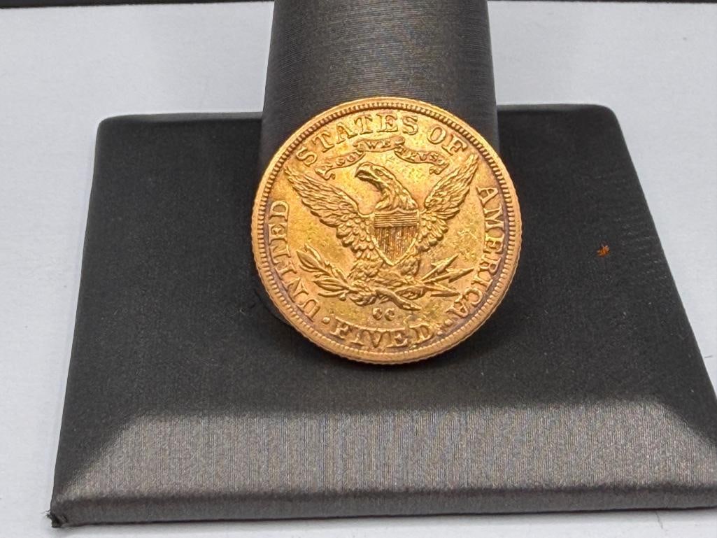 1890-CC U.S. LIBERTY HEAD $5 GOLD COIN - 4