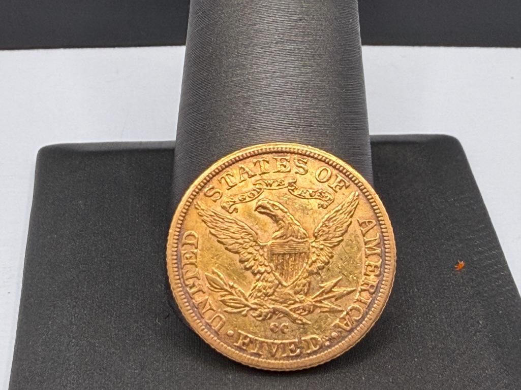 1890-CC U.S. LIBERTY HEAD $5 GOLD COIN - 5