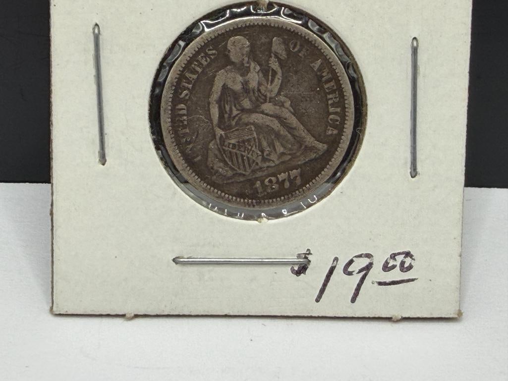 1877-CC U.S. SEATED LIBERTY SILVER DIME - 4
