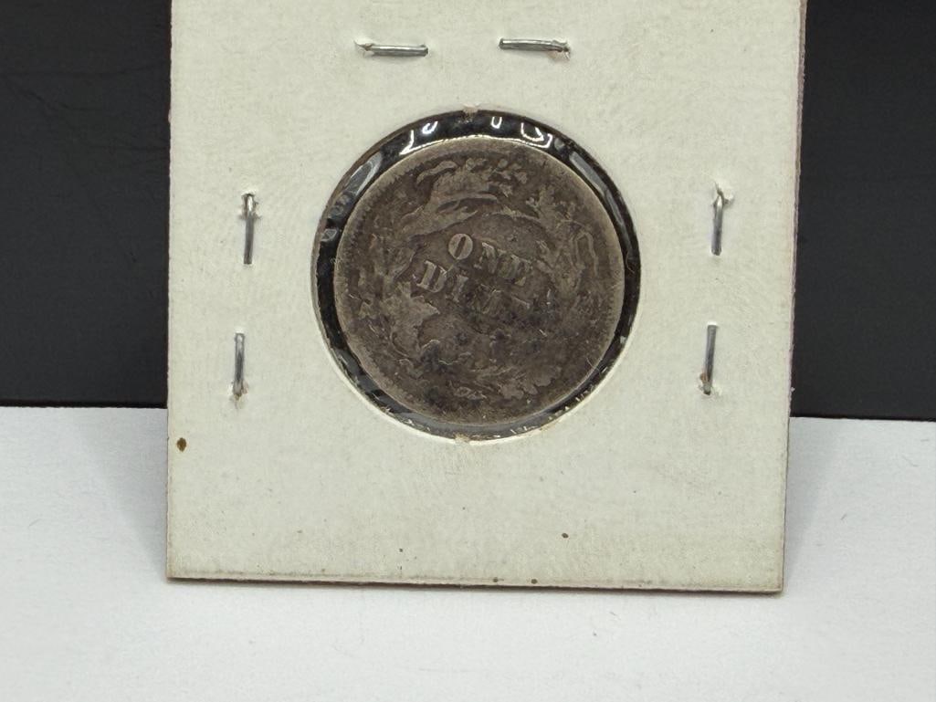1877-CC U.S. SEATED LIBERTY SILVER DIME - 5