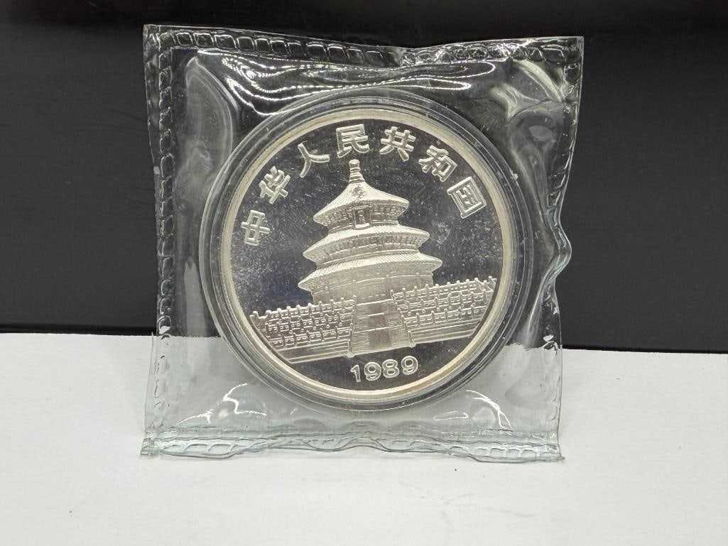 1989 CHINESE PANDA 10 YEN .999 FINE SILVER COIN - 2