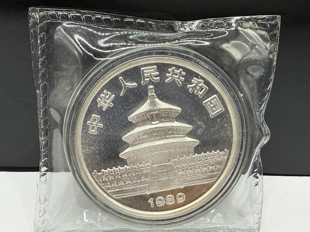 1989 CHINESE PANDA 10 YEN .999 FINE SILVER COIN - 3