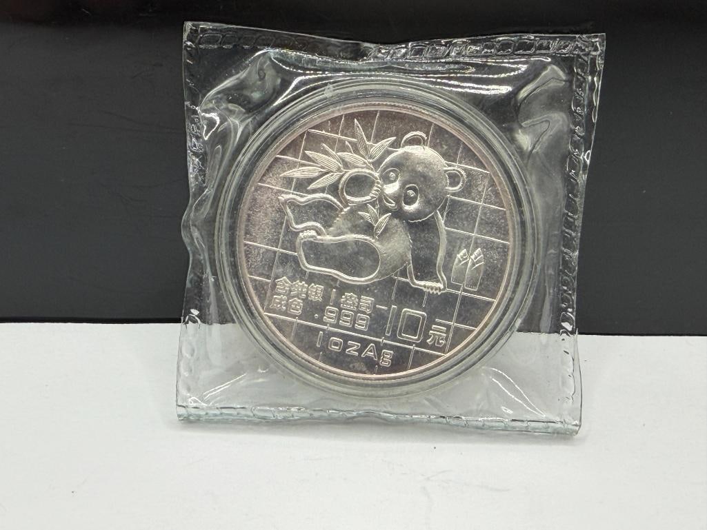 1989 CHINESE PANDA 10 YEN .999 FINE SILVER COIN - 5