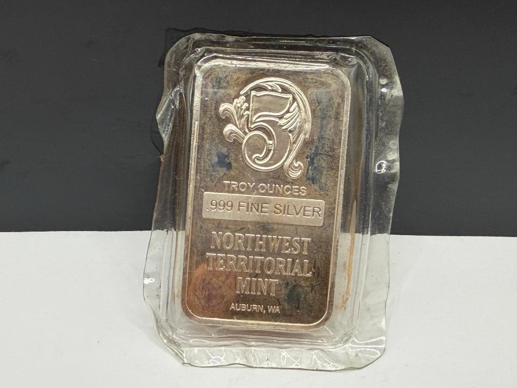 NORTHWEST TERRITORIAL MINT .999 FINE SILVER 5 TROY OUNCE BAR - 2