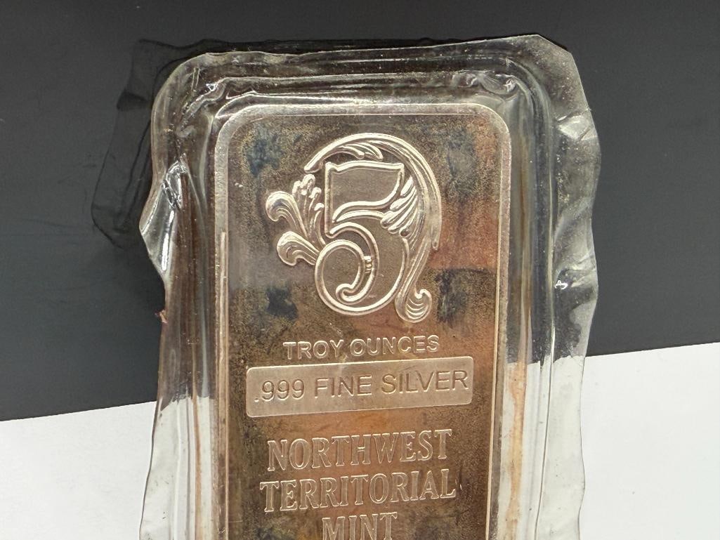 NORTHWEST TERRITORIAL MINT .999 FINE SILVER 5 TROY OUNCE BAR - 3