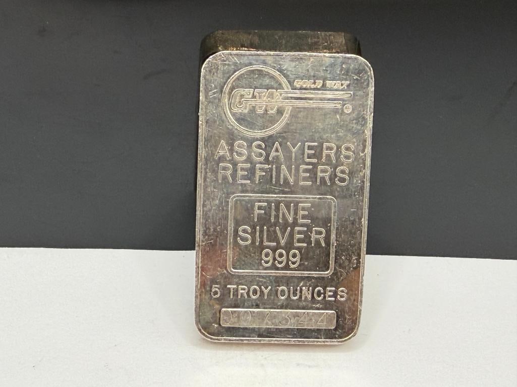 GOLD WAY ASSAYERS REFINERS .999 FINE SILVER 5 TROY OUNCE BAR - 2