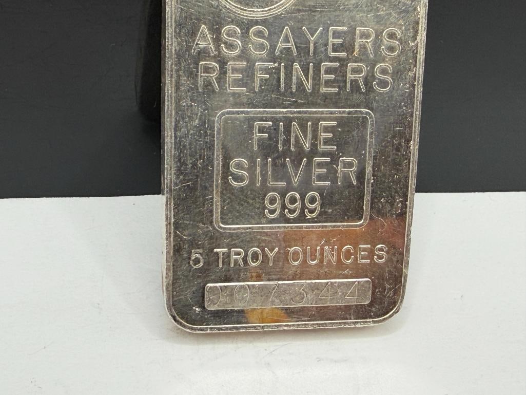 GOLD WAY ASSAYERS REFINERS .999 FINE SILVER 5 TROY OUNCE BAR - 4