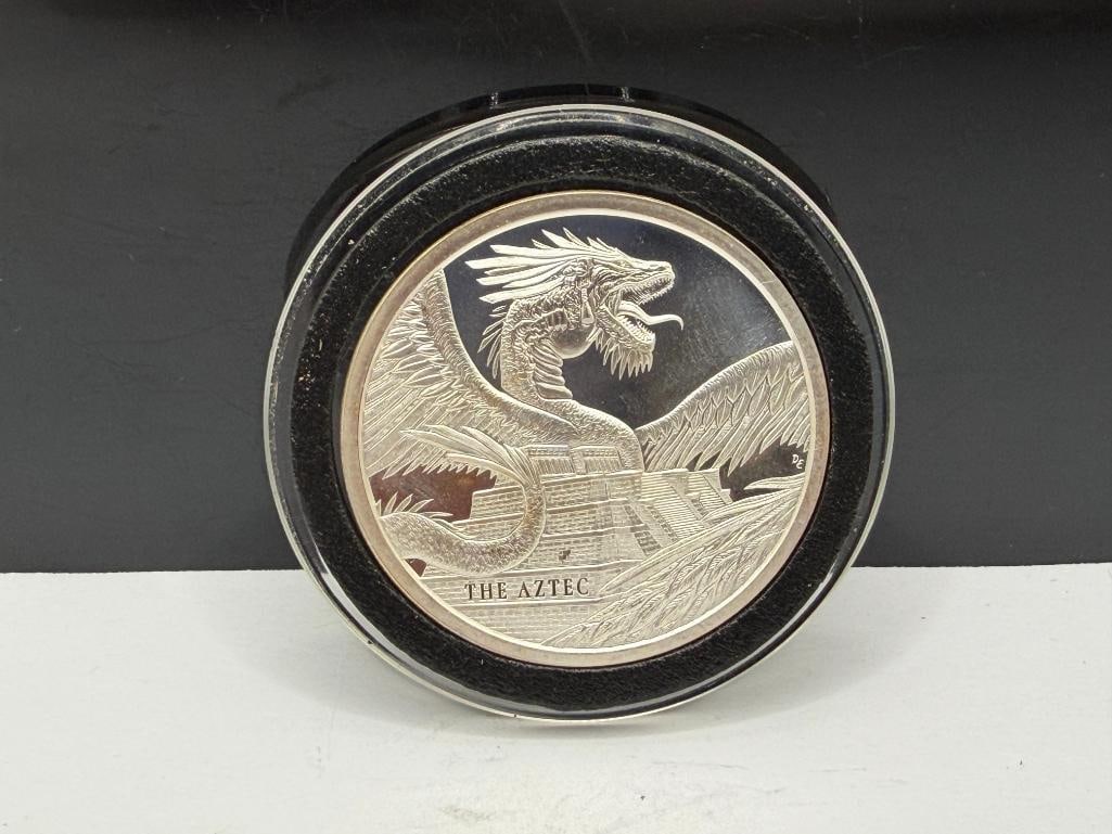 WORLD OF DRAGONS "THE AZTEC" .999 FINE SILVER ROUND - 2