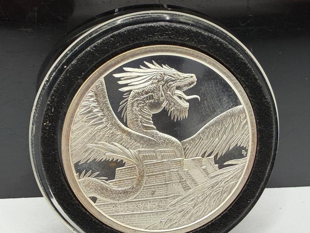 WORLD OF DRAGONS "THE AZTEC" .999 FINE SILVER ROUND - 3