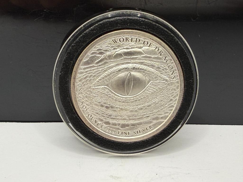 WORLD OF DRAGONS "THE AZTEC" .999 FINE SILVER ROUND - 5