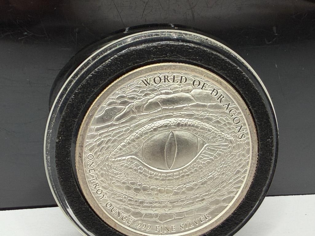 WORLD OF DRAGONS "THE AZTEC" .999 FINE SILVER ROUND - 6