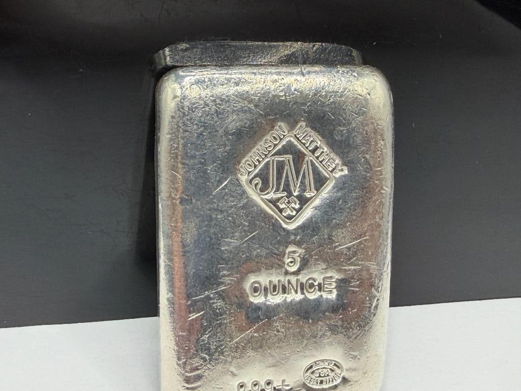 JOHNSON MATTHEY .999 FINE SILVER 5 TROY OUNCE BAR - 3