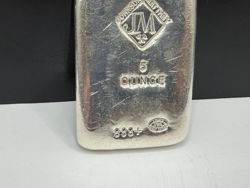 JOHNSON MATTHEY .999 FINE SILVER 5 TROY OUNCE BAR - 4