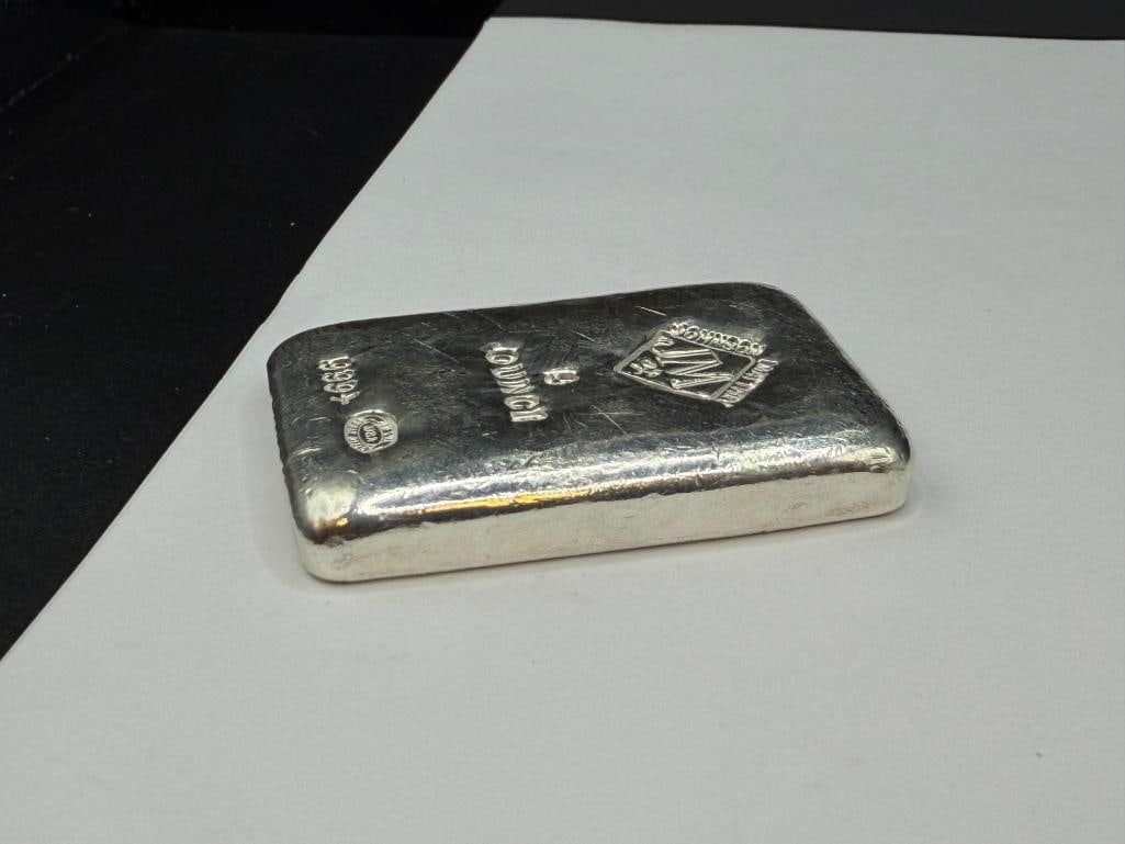 JOHNSON MATTHEY .999 FINE SILVER 5 TROY OUNCE BAR - 5