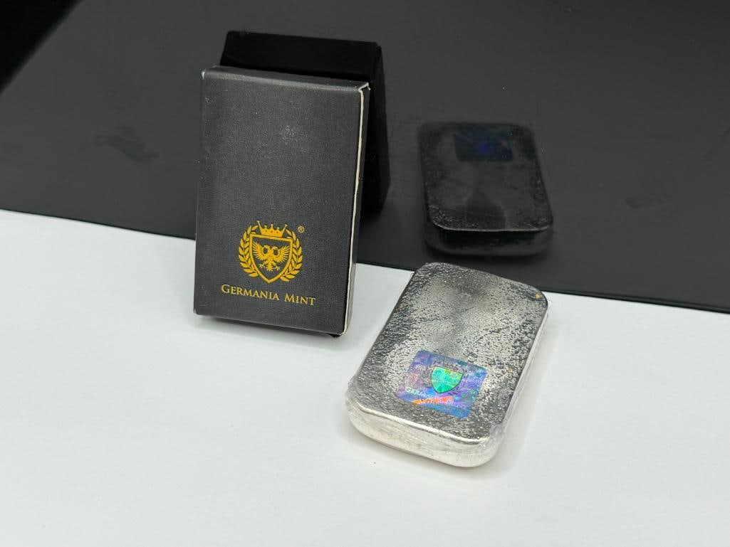 GERMANIA MINT .999 FINE SILVER 5 TROY OUNCE BAR IN ORIGINAL BOX AND WRAPPED IN PLASTIC - 4