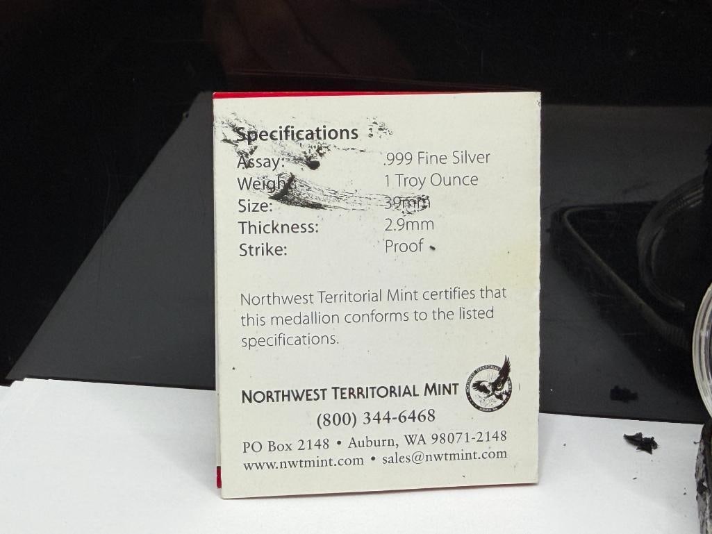 WELLS FARGO 150TH ANNIVERSARY .999 FINE SILVER COIN FEATURING STAGECOACH IN RELIEF - 7