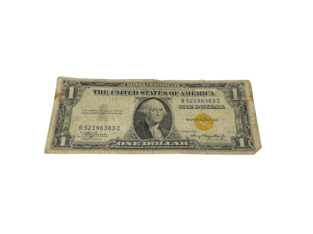 1935-A U.S. $1 SILVER CERTIFICATE WITH YELLOW SEAL WWII NOTE FOR U.S. TROOPS IN NORTH AFRICA (1 of 8)
