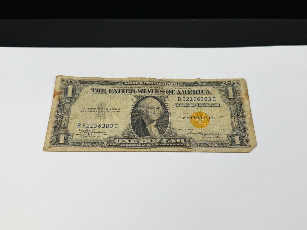 1935-A U.S. $1 SILVER CERTIFICATE WITH YELLOW SEAL WWII NOTE FOR U.S. TROOPS IN NORTH AFRICA - 2