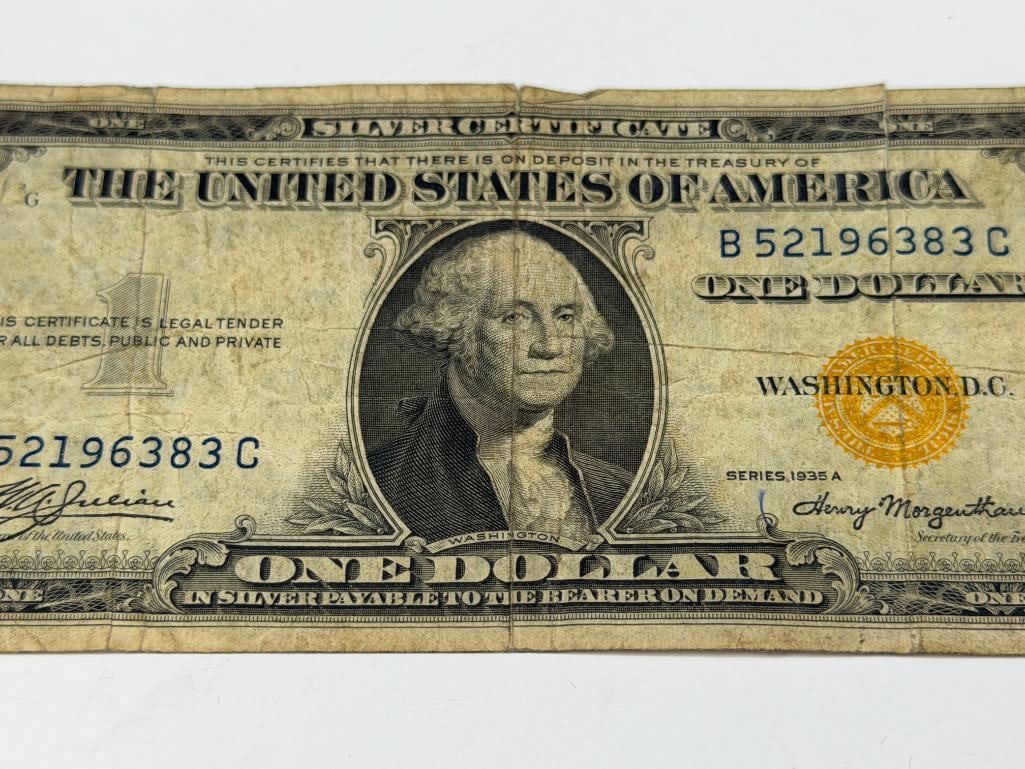 1935-A U.S. $1 SILVER CERTIFICATE WITH YELLOW SEAL WWII NOTE FOR U.S. TROOPS IN NORTH AFRICA - 3